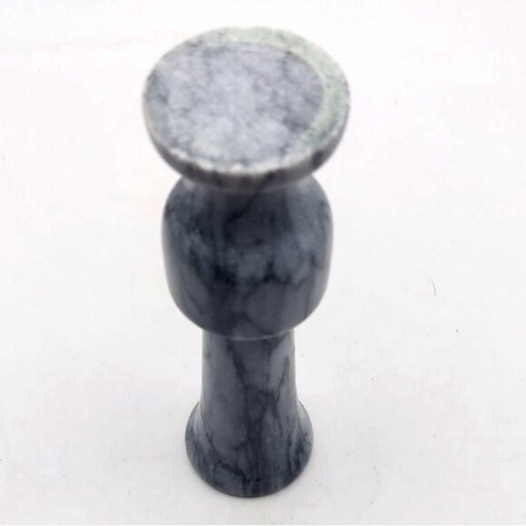 Vintage Carved Polished Miniature Marble Bud Vase Gray w/ Black Veins - Picture 4 of 5